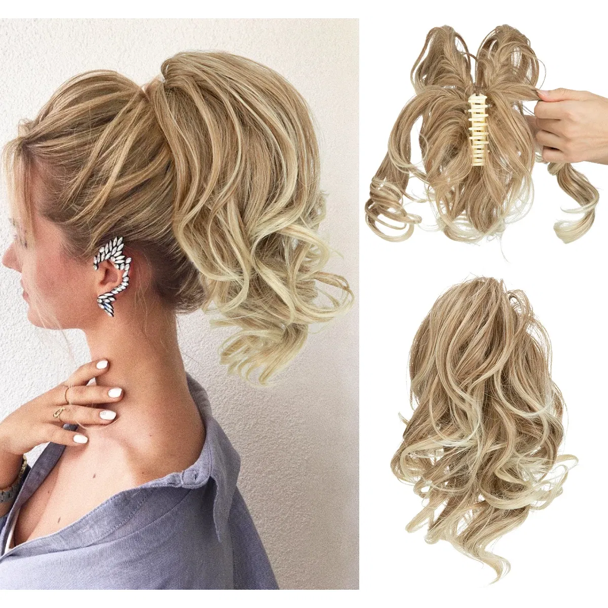 Color: 4/30HL, Bulk Buy: 1pc - SARLA Synthetic Diy Claw Clip In Ponytail Extensions Hairpiece Hair Bun Fake Black Blonde Natural Hair False Pigtail for Women
