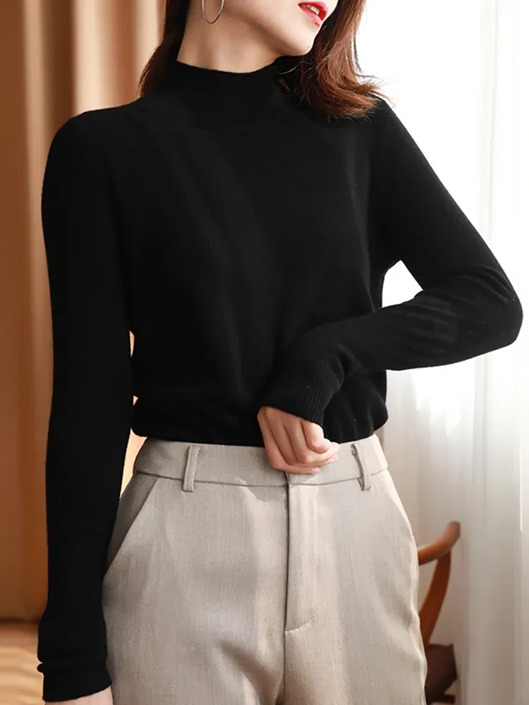 Color: camel, Size: One Size - Autumn Winter chic Bottom Sweaters Women Fashion Turtleneck Pullover Slim Long Sleeve Knitted Jumpers Soft Warm Pull Femme Top