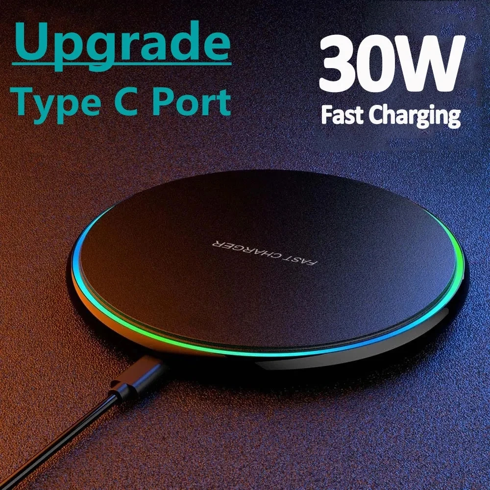 Color: green - 30W Wireless Charger For iPhone 15 14 13 12 X Pro Max Induction Fast Charging Pad Dock Station For Samsung S23 S22 Xiaomi Huawei