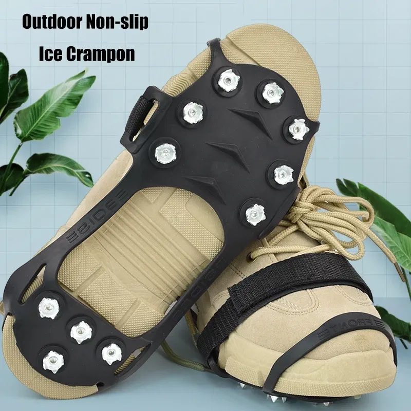 Shoe Size: 13.5, Ships From: CHINA - 11 Teeth Crampons Outdoor Hiking Climbing Snow And Ice Gripper Anti-slip Covers for Winter Shoes Spikes Snow Shoe Accessories