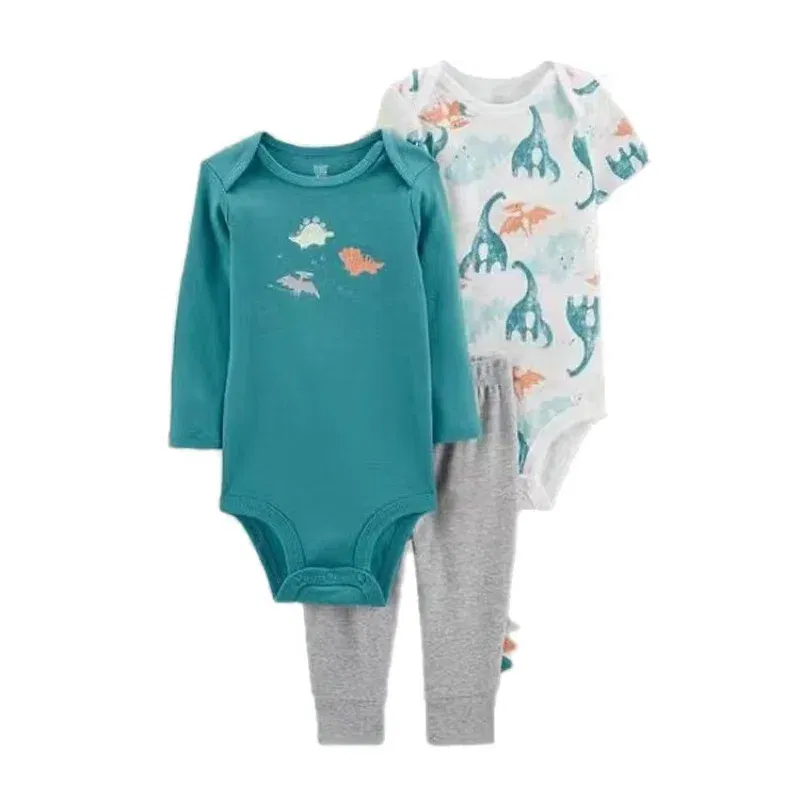 Color: Beige, Ships From: CHINA, Kid Size: 24M - 3PCS Baby Boy Clothes Autumn Newborn Baby Clothes Bodysuits+Pants Animal Outfit Infant Pajama Pure Cotton Sets 0-24M Jumpsuit