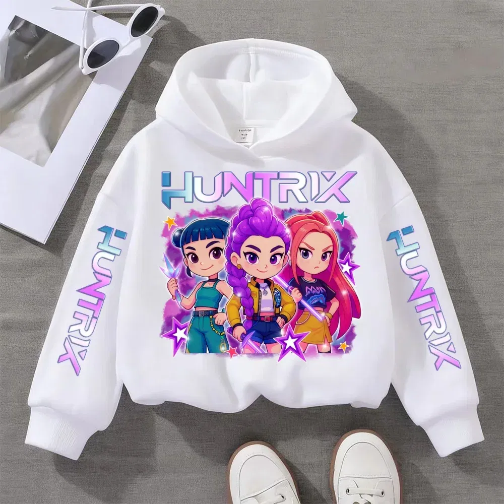 Color: black, Kid Size: 4T - Witch Hunter Group Zoey Cosplay Costume Girls Womens Halloween Party Costumes Demon Hunter Idol Girl Group Colours Casual Hoodie