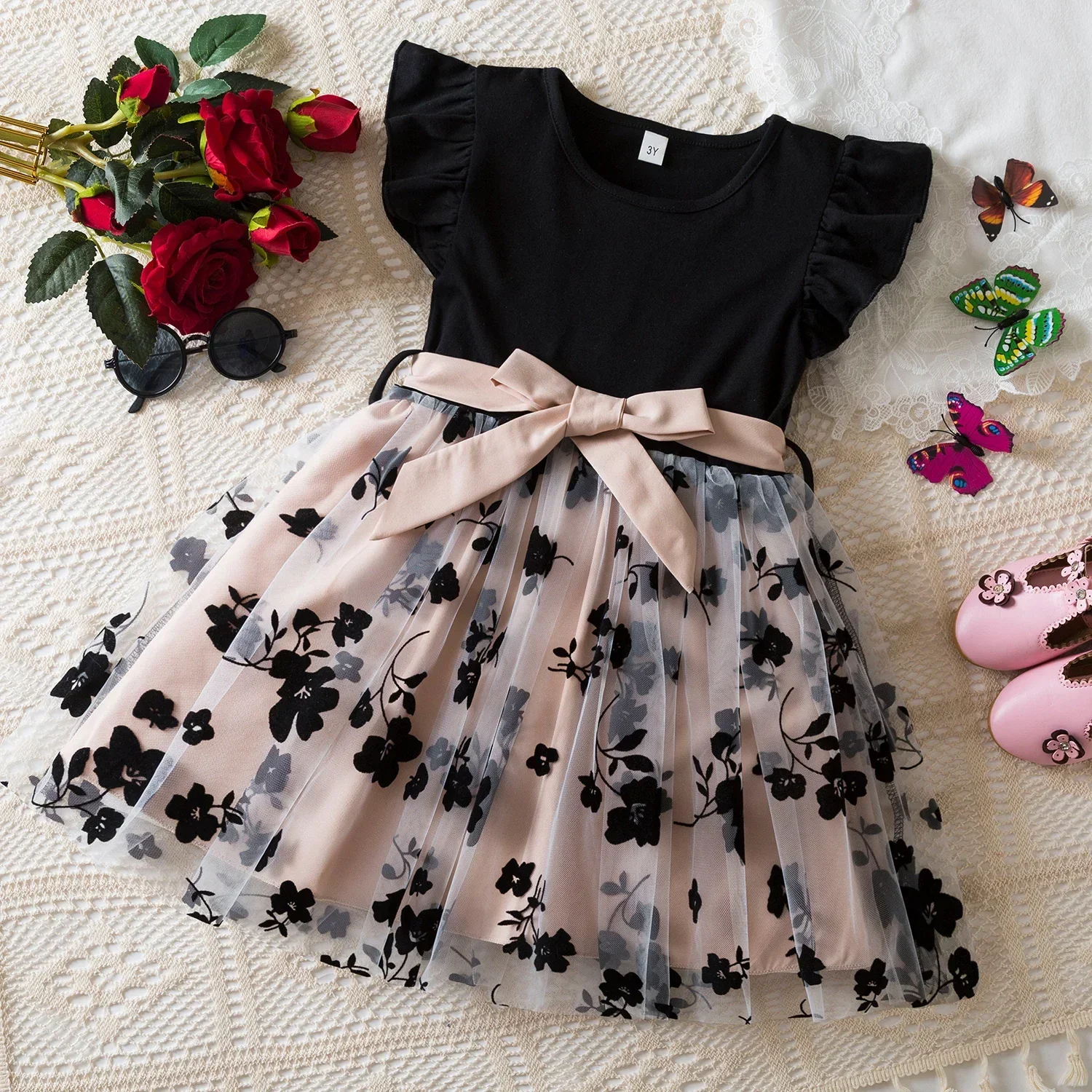 Color: Blue, Kid Size: 5 - Spring Autumn Full Sleeve Dress for Girls 3 to 8 Yrs Flower Girl Dress Children's Casual Clothing New Long Seelve Princess Dress