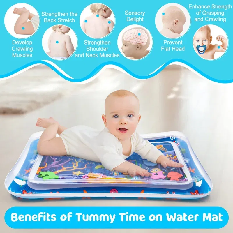 Color: Clear - Baby Water Play Mat Inflatable Cushion PVC Infant Tummy Time Toddler Water Pad For Kids Early Education Developing Activity Toys