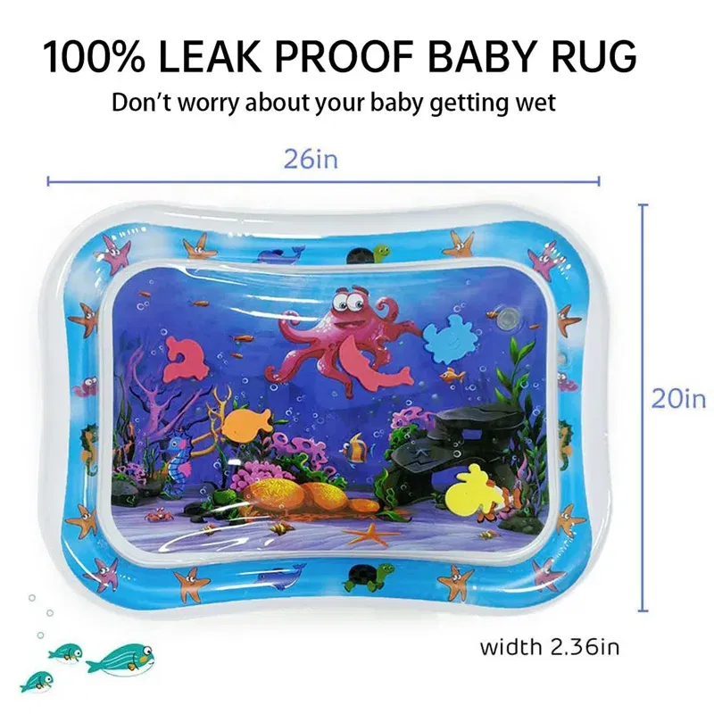 Color: Clear - Baby Water Play Mat Inflatable Cushion PVC Infant Tummy Time Toddler Water Pad For Kids Early Education Developing Activity Toys