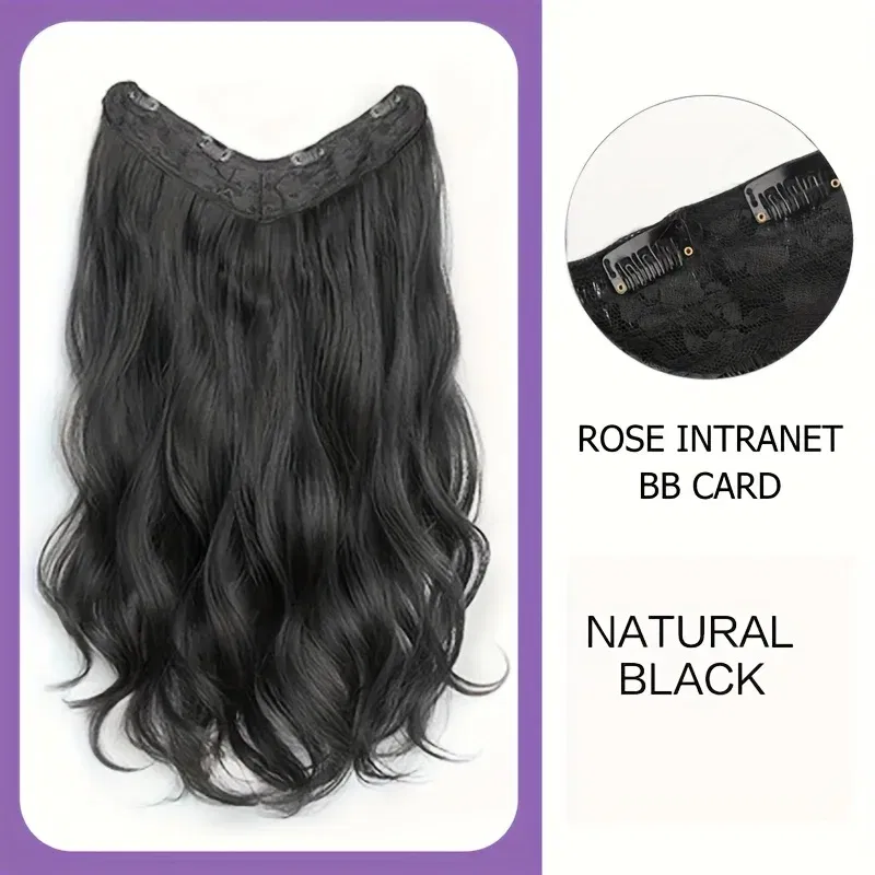 Color: T1B/613, Stretched Length: 24inches - Synthetic Long Wavy U-shaped Clip In Hair Extensions 16Inch/20Inch/24inch Clip On Hair Extensions For Women Hair Accessories