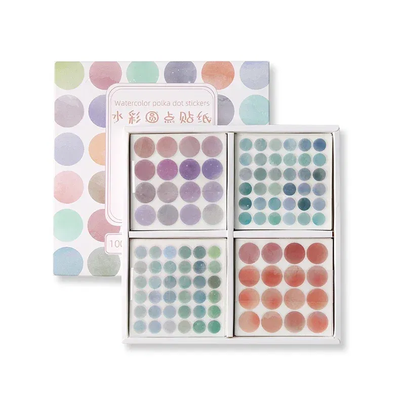 Color: Dark Khaki - 20 Sheets Watercolor Polka Dot Sticker Bullet Journaling Accessories Scrapbooking DIY Color Label Washi  Stationery Gift