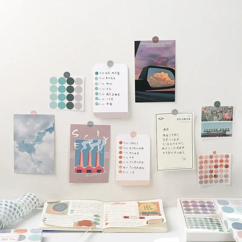 Color: Dark Khaki - 20 Sheets Watercolor Polka Dot Sticker Bullet Journaling Accessories Scrapbooking DIY Color Label Washi Stationery Gift