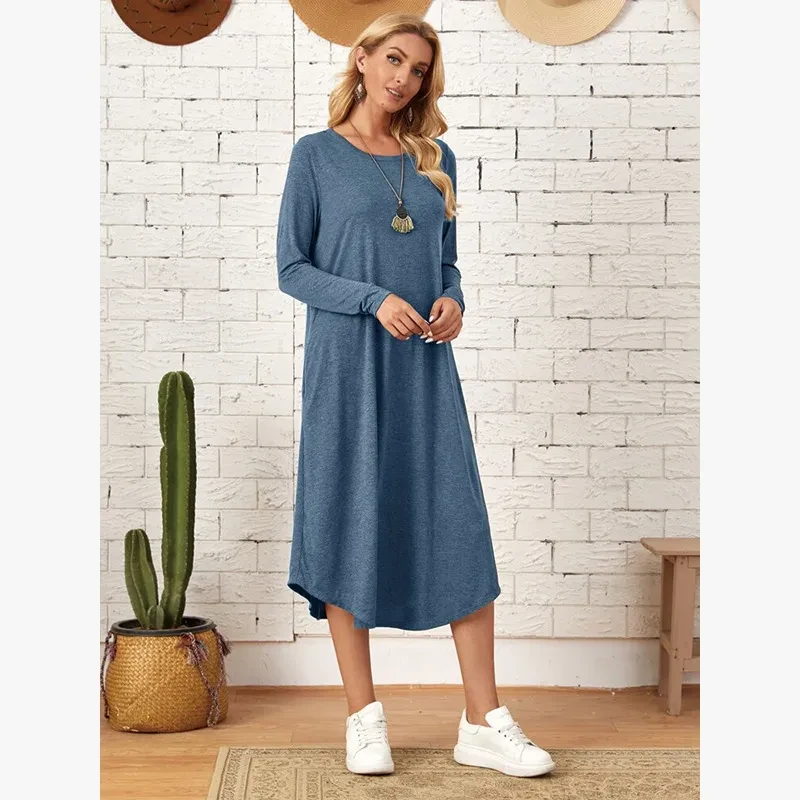Long Sleeve T-Shirt Dress with Pockets