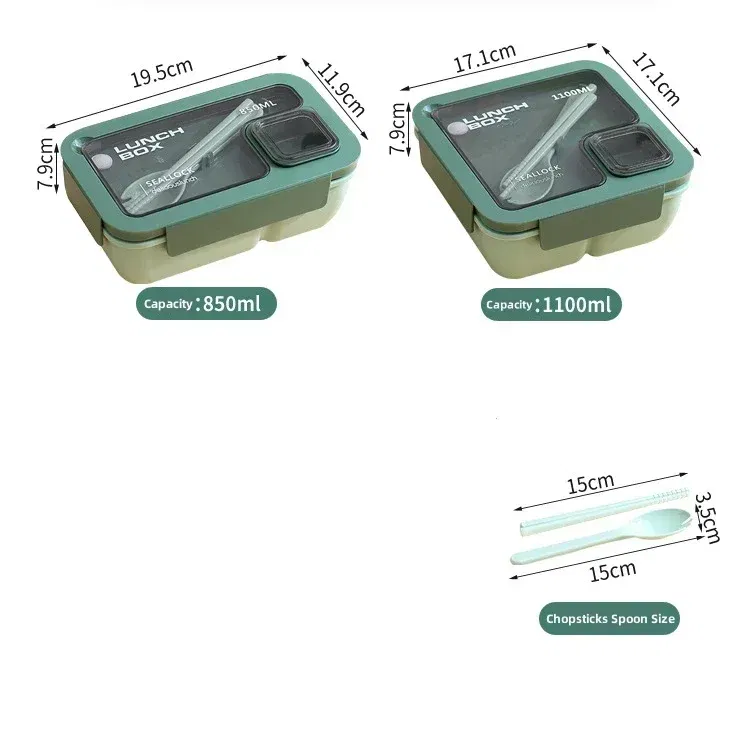 Color: Red - Portable Lunch Box Lunch Bags for Children School Office Bento Box with Tableware Thermal Bag Complete Kit Microwavable Heating