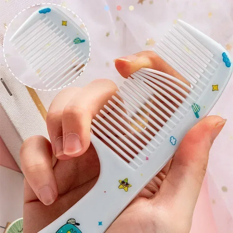 Color: Red - 2pcs/set Children Comb Cute Cartoon Anti-static Hair Dressing Curly Portable Travel for Kids Girls Students Comb Hair Care Comb
