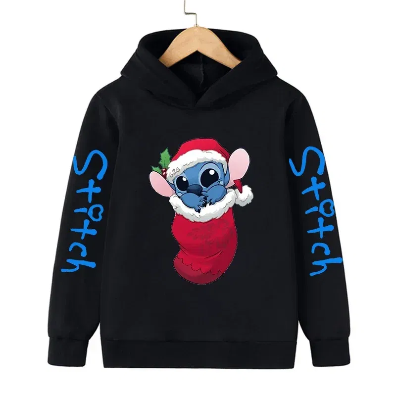 Color: Brown, Size: 25cm - New in Cool Stitch Hoodie Children Cartoon Clothes Kid Girl Boy Lilo and Stitch Sweatshirt Manga Hoody Baby Casual Top