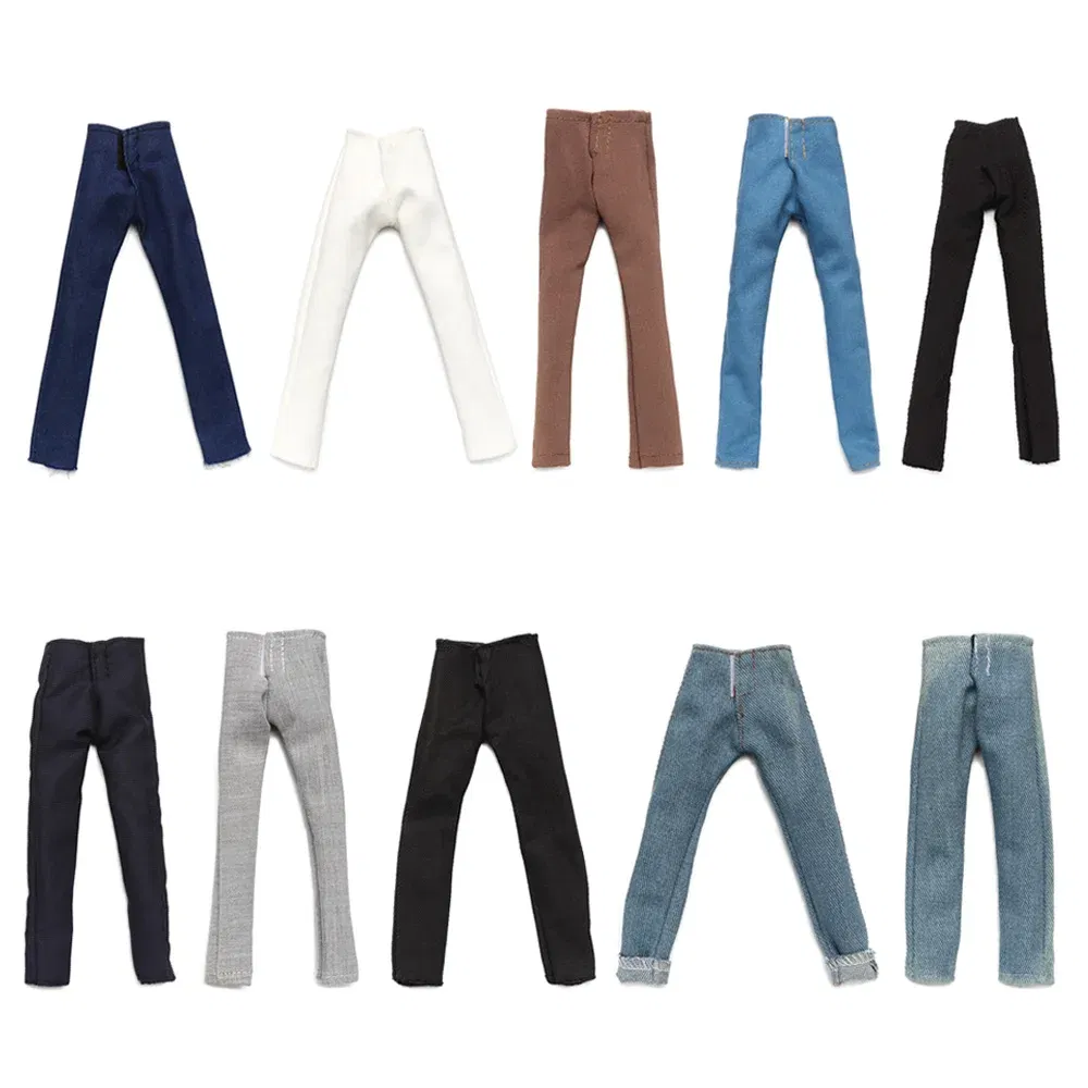 Color: Red Wine - High Quality 1/6 Male Doll Clothes Jeans Pants For Ken Doll Trousers Boyfriend Ken Prince Male Doll Casual Wear Doll Accessories