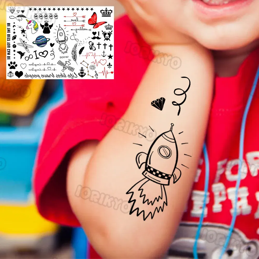 Color: PURPLE - Sexy Red Lips Flower Temporary Tattoo For Kids Boys Girls Adult Small Rose Butterfly Tattoos Sticker Fake Tatoos Arm Neck Face