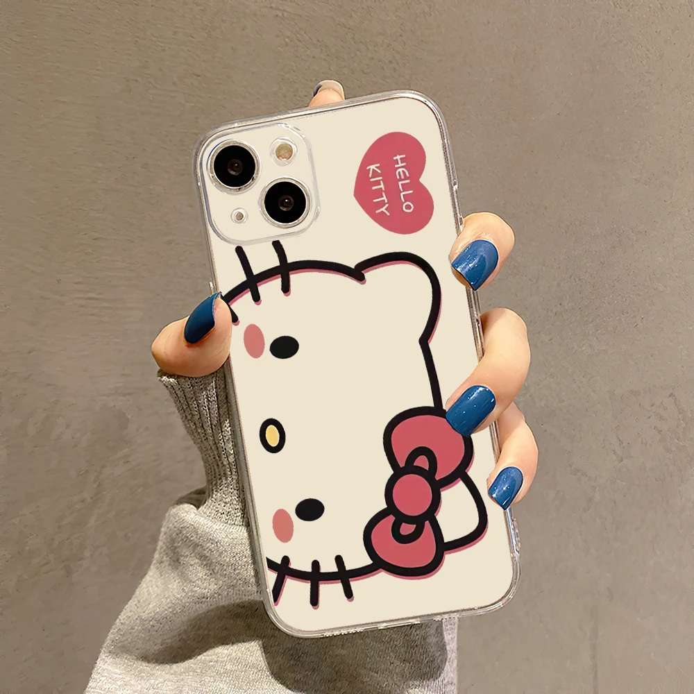 Color: Gold, Material: Artificial Leather - Miniso Sanrio Collaboration Hello Kitty Phone Case For iPhone 15 14 13 11 12 16 Pro Max Plus X XR XS Girl Silicone Phone Case