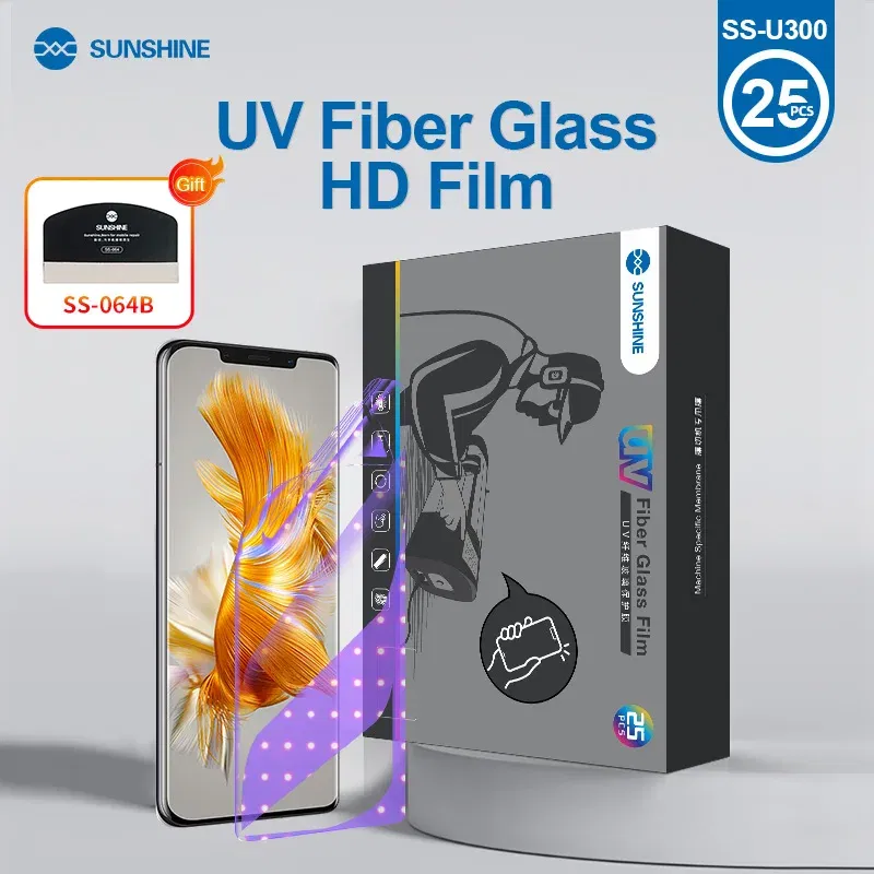 Color: GOLD, Number of Pieces: 19pcs - SUNSHINE 25PCS SS-U200 SS-U300 UV Fiberglass Protective Film HD Fiber Glass Protective Film Diamond Level Explosion-proof