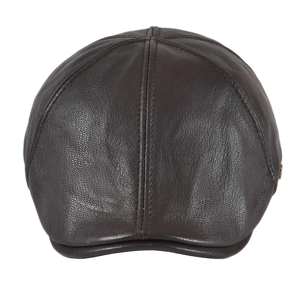 Color: green, Hat Size: 6 - VOBOOM Genuine Leather Flat Cap Men Fall Winter Cabbies Newsboy Hat Coffee Brown Ivy Caps Soft Smooth Textured Hats