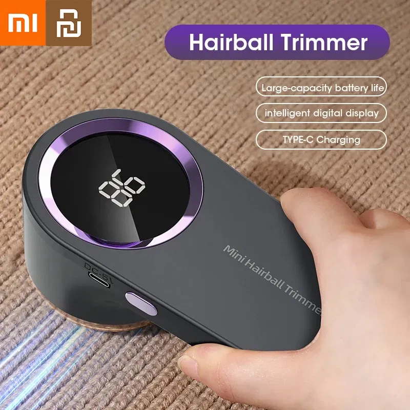 Color: WHITE - Xiaomi Youpin Lint Remover Electric Hairball Trimmer Smart LED Digital Display Fabric USB Charging Portable Professional Fast