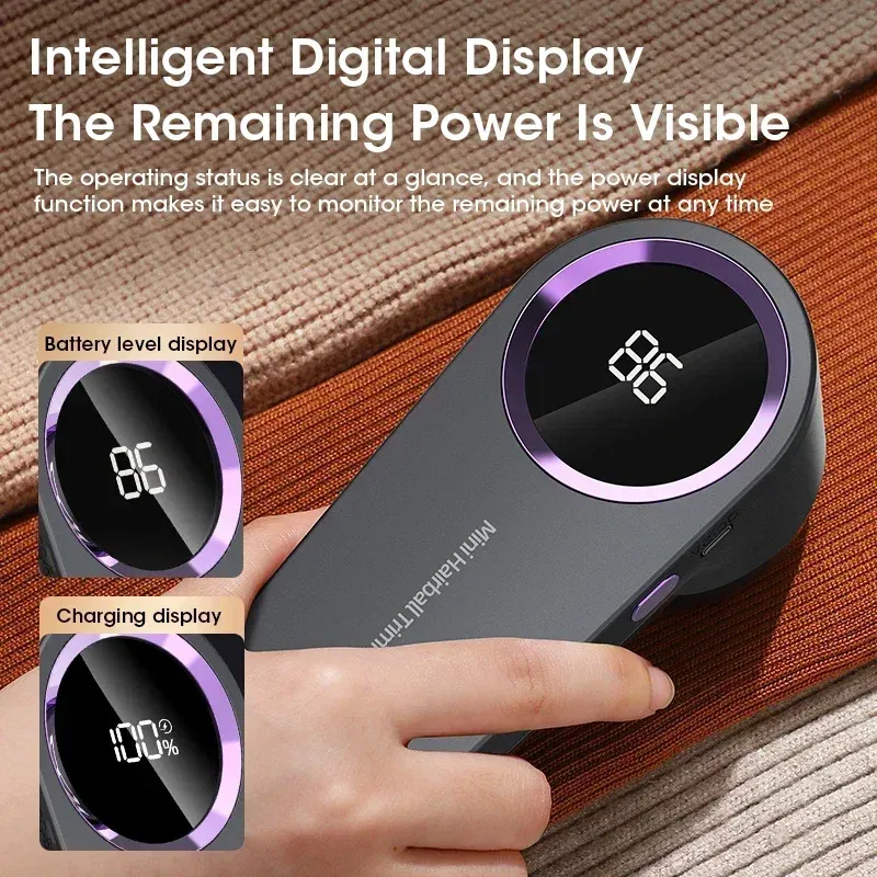 Color: WHITE - Xiaomi Youpin Lint Remover Electric Hairball Trimmer Smart LED Digital Display Fabric USB Charging Portable Professional Fast