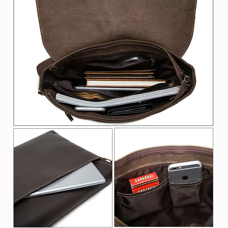 Color: Gold, Ships From: CHINA - WESTAL Crazy Horse Leather Men's Briefcases Laptop Bag Office Bags for Men Cover Messenger Bags Men's Leather Bag Computer Bags