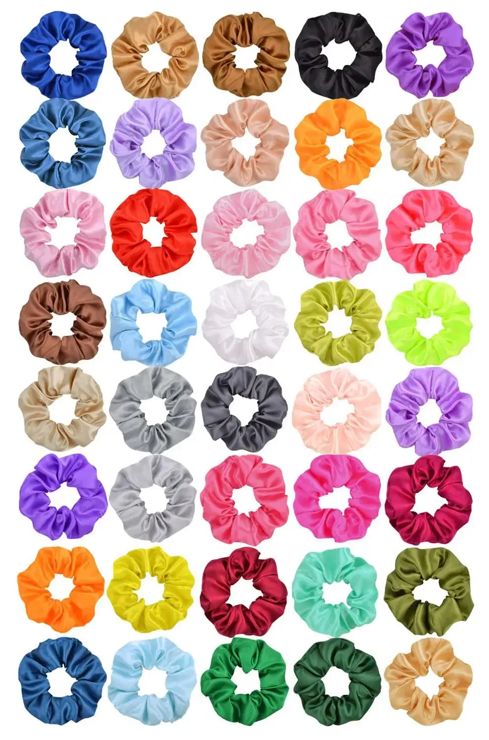 Color: Ginger - Real 100% Silk Large Scrunchie Women Elastic Handmade Multicolor Hair Band Ponytail Holder Headband Hair Accessories Ties Gum