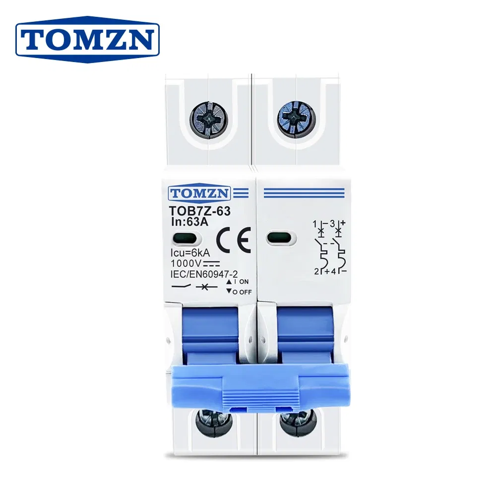Rated Current: 3A - 2P DC 1000V Solar Mini Circuit Breaker 3A 6A 10A 16A 20A 25A 32A 40A 50A 63A DC MCB for PV System