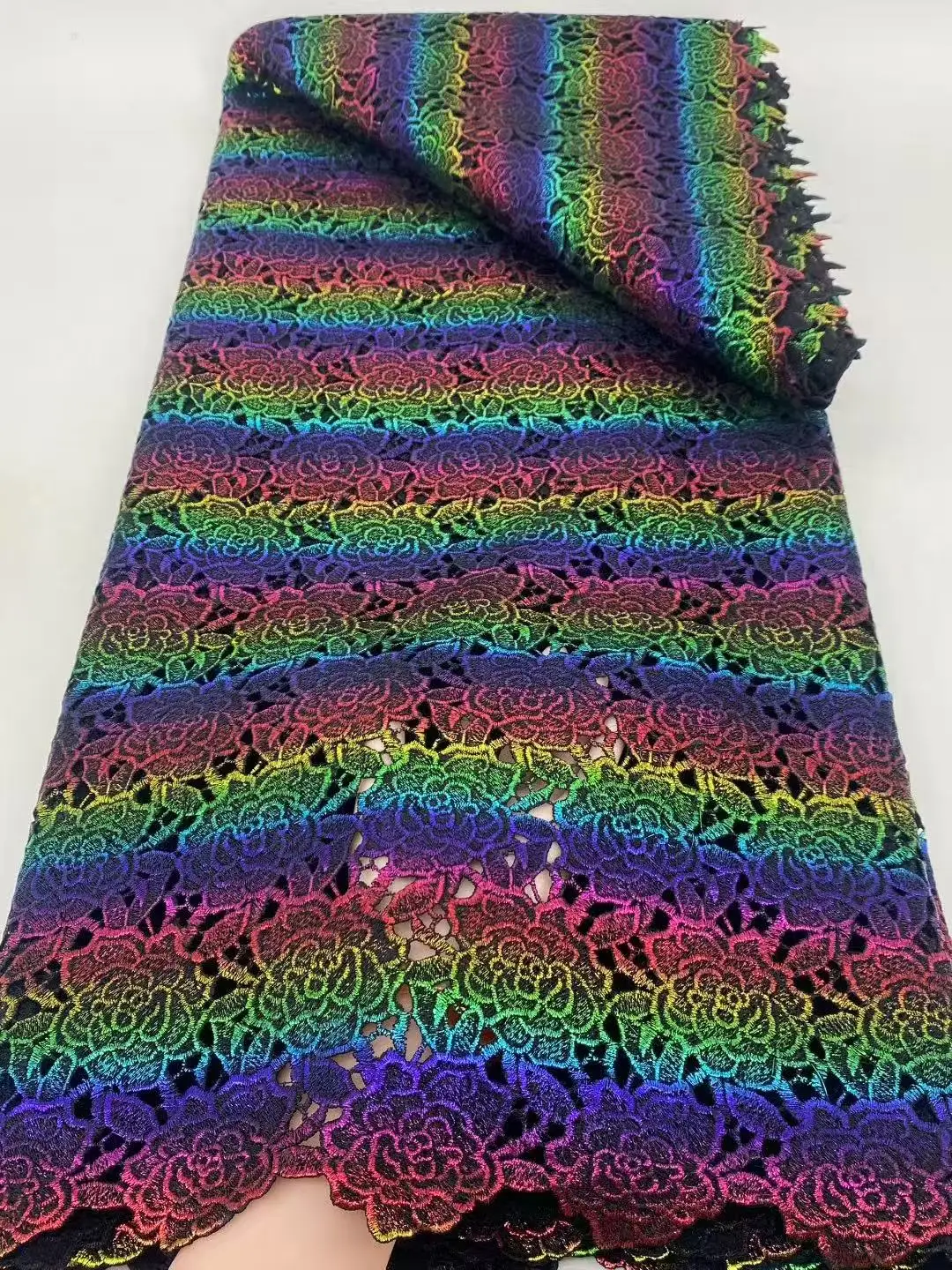 High Quality African Nigerian Milk Silk Sequence Lace Fabric Guipure Cord Laces For Wedding Party Sewing material