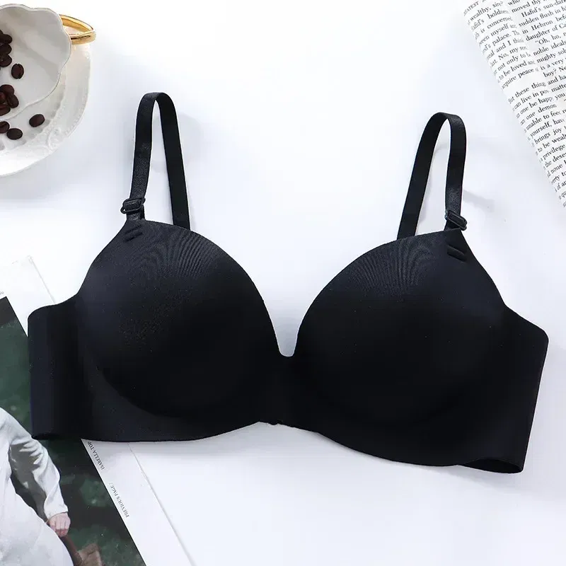 Color: black, Bands Size: 34, Cup Size: A - Women Seamless Bra Sexy Push Up Bralette No Wire Girls Students Breathable Lingerie Fashion 3/4 Cup Wireless Female Lingerie