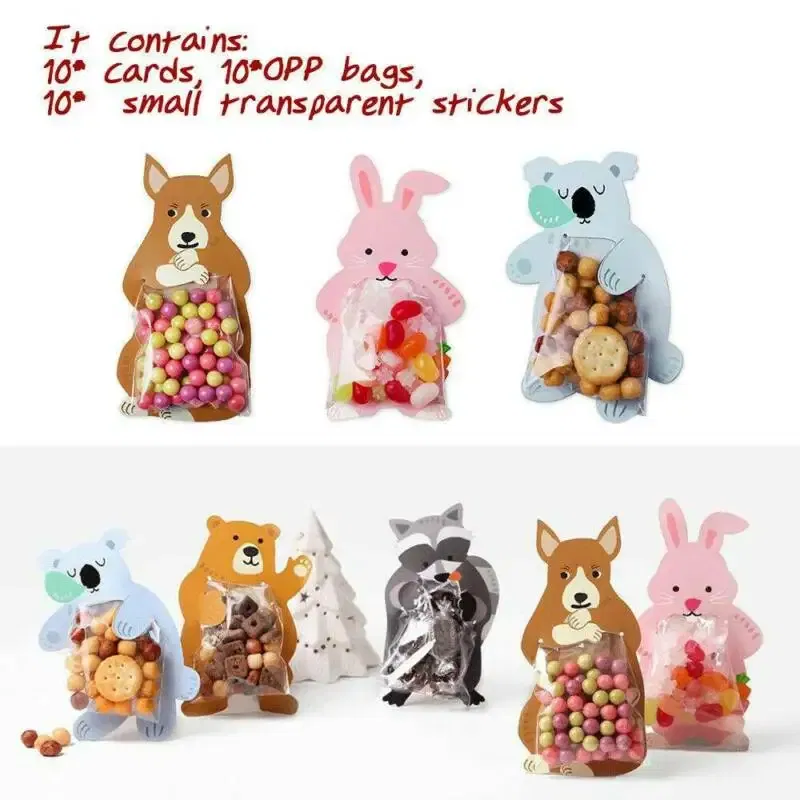Color: Light Grey, Gift Box Size: Other - 10pcs/lot Animal Cute Gift Bags Candy Bags Baby Shower Birthday Party Cookie Bags Bear Candy Box Greeting Cards Popular Rabbit