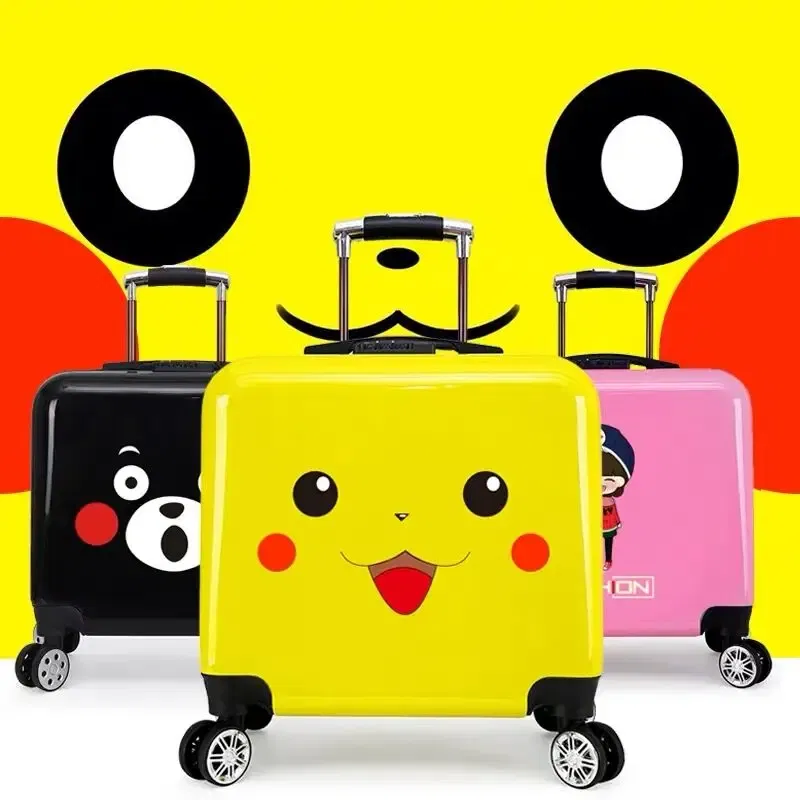 Color: Clear, Luggage Size: 18Inches 450mm - New boy cartoon trolley case kids suitcase rolling luggage girl lovely trolley box children school luggage bag with wheels