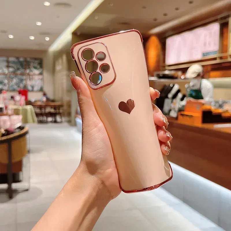Color: Orange, Compatible-Phone Models: For iPhone 11 Pro Max, Ships From: CHINA - Electroplating Side Love Heart Phone Case For Samsung Galaxy S25 Ultra S24 S23 S22 A16 A55 Protect Lens Shockproof Back Cover