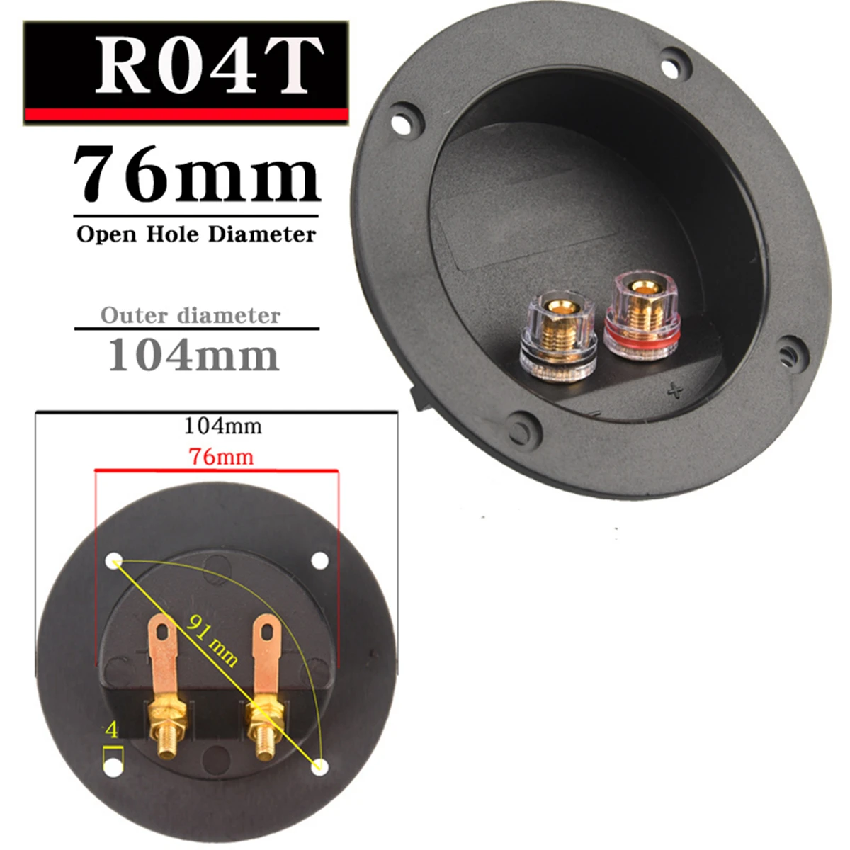 Color: Rose Red, Bundle: Bundle 2 - HIFIDIY LIVE Square circle (Install Hole 49-76) speaker junction Box  Terminal Shell 2 copper Binding Post Wire Cable Connector