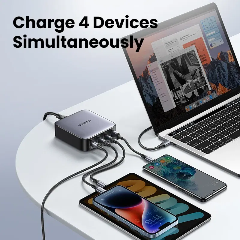 Plug Type: UK, Ships From: CHINA - UGREEN 100W GaN Charger Desktop Laptop Fast Charger 4 in 1 Adapter For iPhone 15 14 13 12 Pro Max Phone Charger Xiaomi Samsung