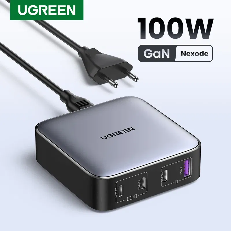 Plug Type: UK, Ships From: CHINA - UGREEN 100W GaN Charger Desktop Laptop Fast Charger 4 in 1 Adapter For iPhone 15 14 13 12 Pro Max Phone Charger Xiaomi Samsung