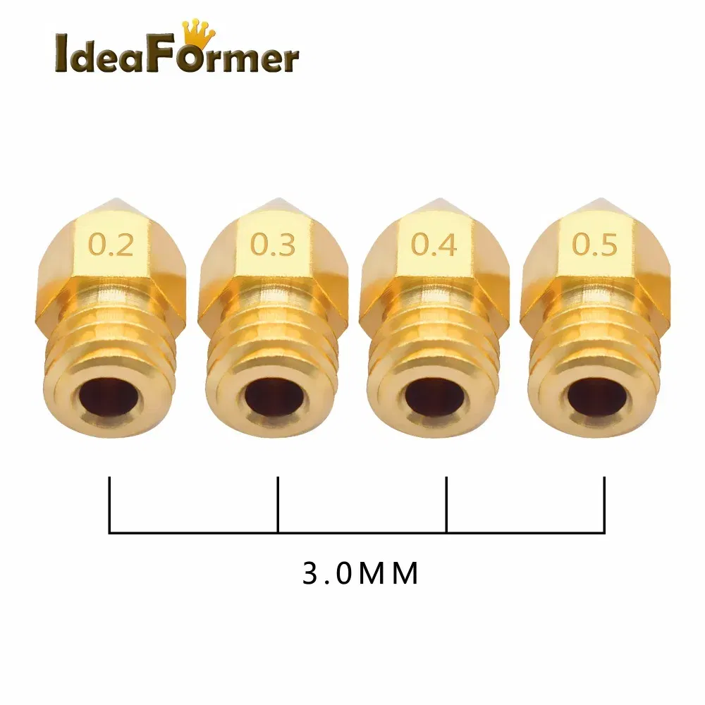 Color: WHITE, Size: 1.2mm - 5/10pcs MK8 Brass Nozzle 1.75/3.0mm Filament Extruder Print Head Nozzle 0.2/0.3/0.4/0.5mm for CR10 CR10S Ender3 3D Printer Parts