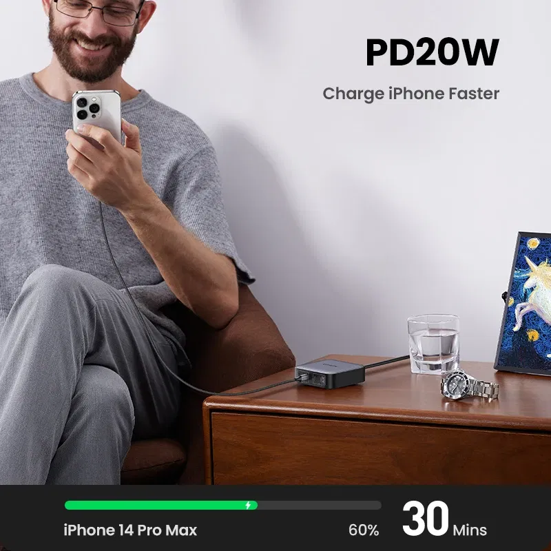 Plug Type: UK, Ships From: CHINA - UGREEN 100W GaN Charger Desktop Laptop Fast Charger 4 in 1 Adapter For iPhone 15 14 13 12 Pro Max Phone Charger Xiaomi Samsung