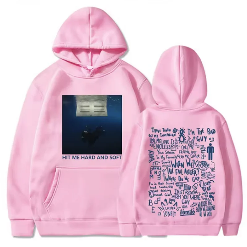 Color: black, Size: XXXL - 2024 Hit Me Hard and Soft Tour Hoodie Billie Hoodie Men's Hoodie Sudaderas Men's Casual Sports