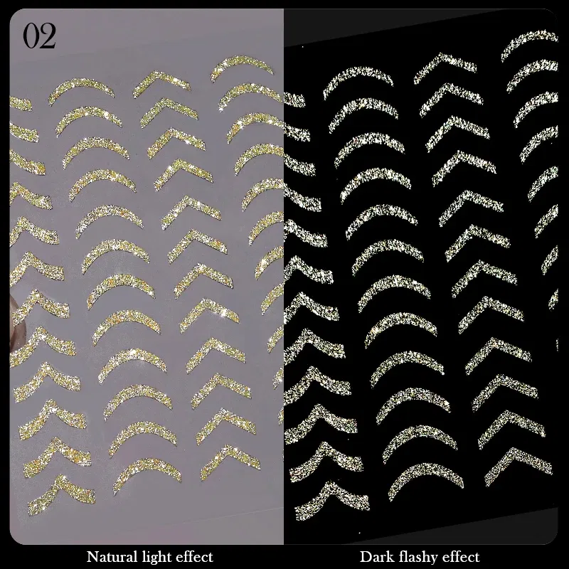 White French 3D Nail Stickers Manicure Gradient Line Flower Nail Art Designs Self-Adhesive Nail Tips Guides for DIY Decoration