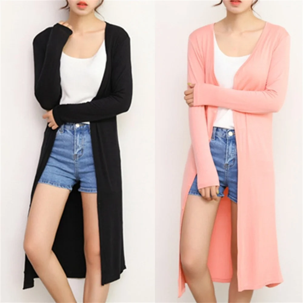 Color: Navy Blue?€ AE existing skus?‰, Size: One Size - Summer Autumn 12 Colors Women Modal Long Cardigan Female Cotton Sweater Cardigans Long Sleeve Women Casual Coat Ladies Outerwear