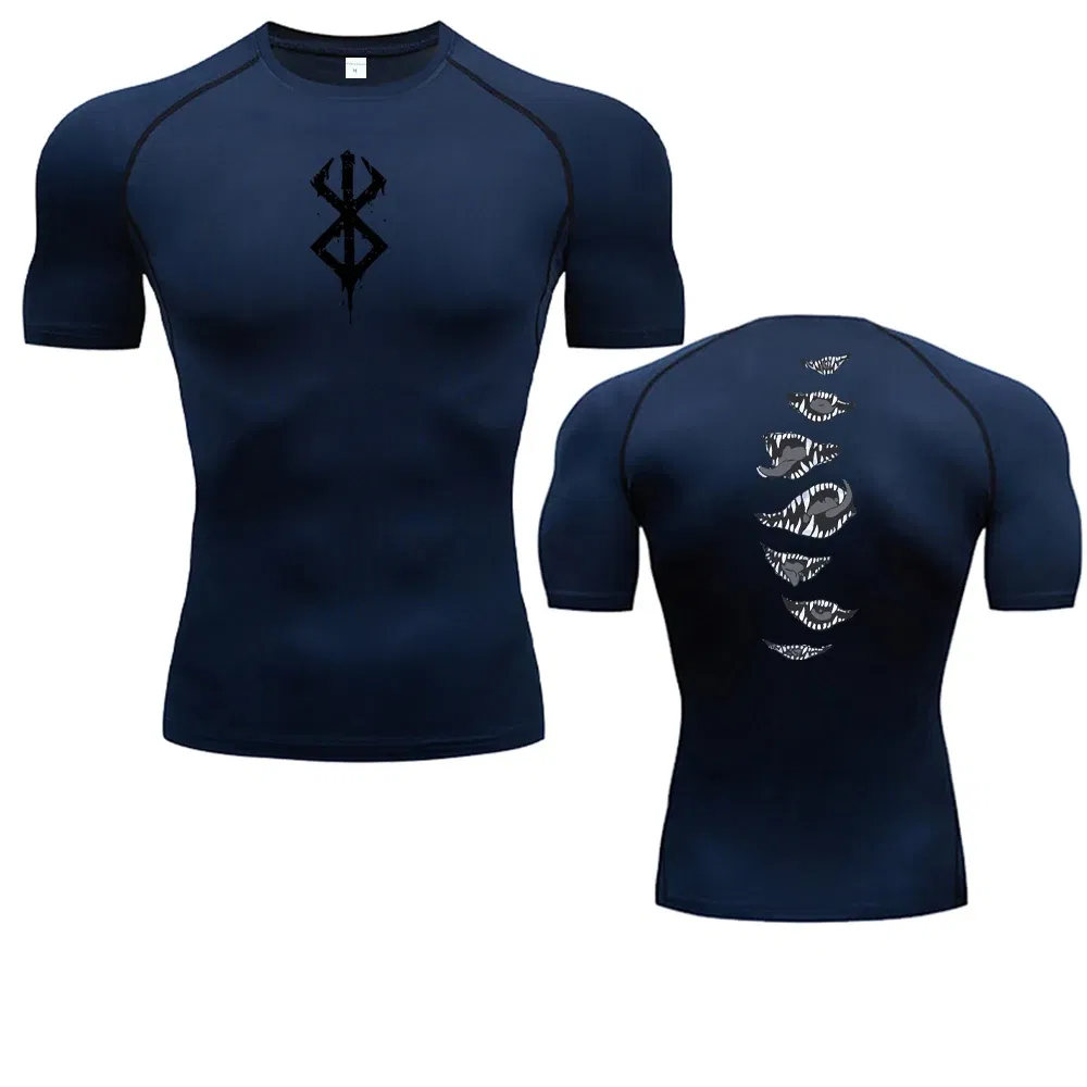 Color: black, Size: XL - 2024Anime Berserk Guts Men's Compression Shirt Fitness Sport Running Tight Gym TShirts Athletic Quick Dry Tops Tee Summer