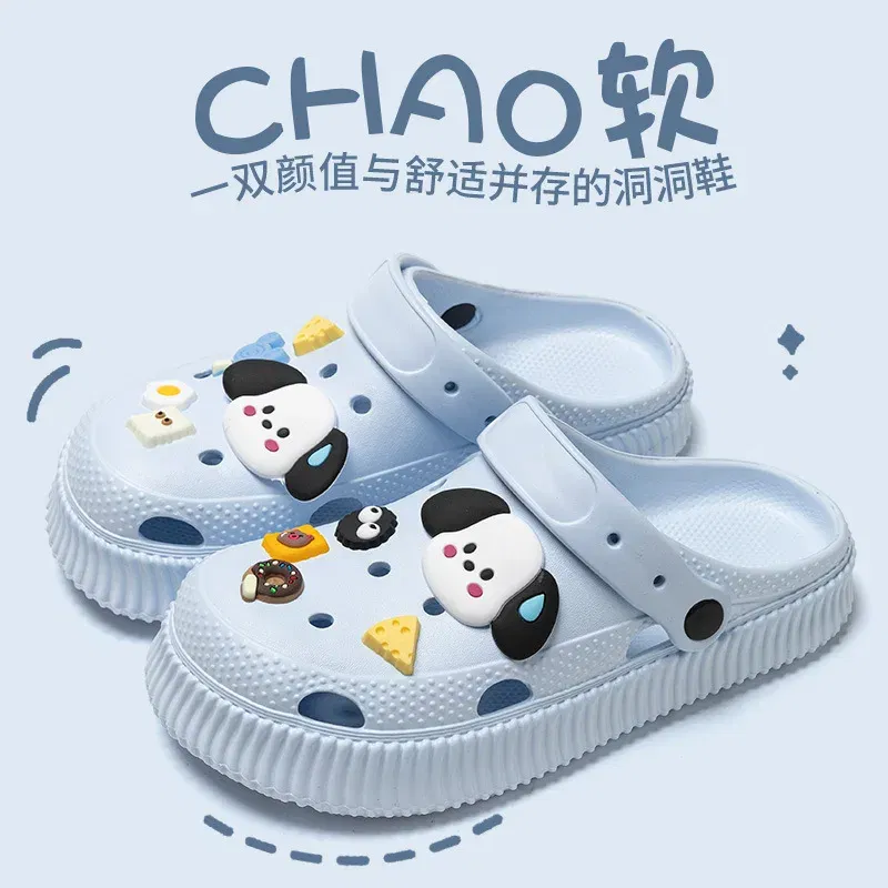Color: Dark Grey, Shoe Size: 38-39 - Shoes hole shoes girls wear outside couple bag head women cool slippers