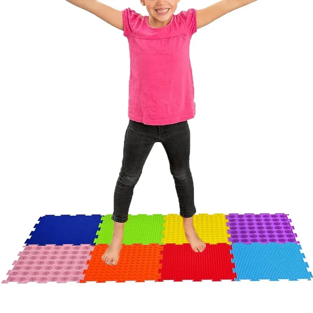 Color: Red - Children's Tactile Sensory Training Mat Acupressure Pad Foot Massage Mat Children's Baby Acupressure Pad Toe Pressure Pad