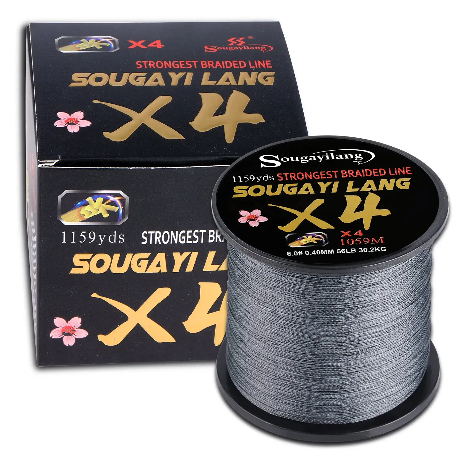 Color: Dark Grey, Line Number: 4.0 - Sougayilang Braided Line 4X 100/300m 5 Color All for Fishing Line MaxDrag 66LB Multifilament PE Line for Saltwater Sea Fishing
