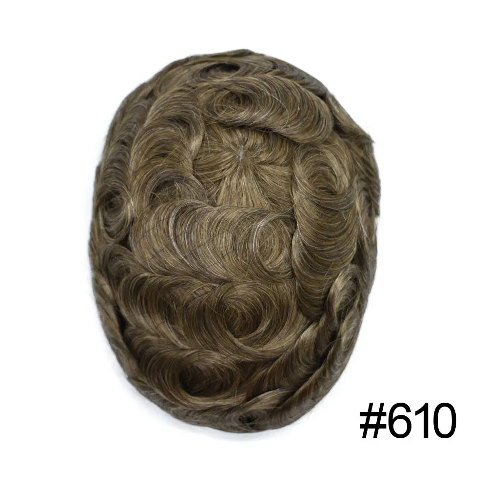 Toupee Color: 610#, Toupee Density: 90%, Length: 6 inches, Ships From: CHINA, Toupee Size: 8x10 - Men Toupee Hair Systems Ultra Thin Skin 0.06MM V-LOOP Capillary Prosthesis Invisible Hairline Real Human HairPieces Hair Units