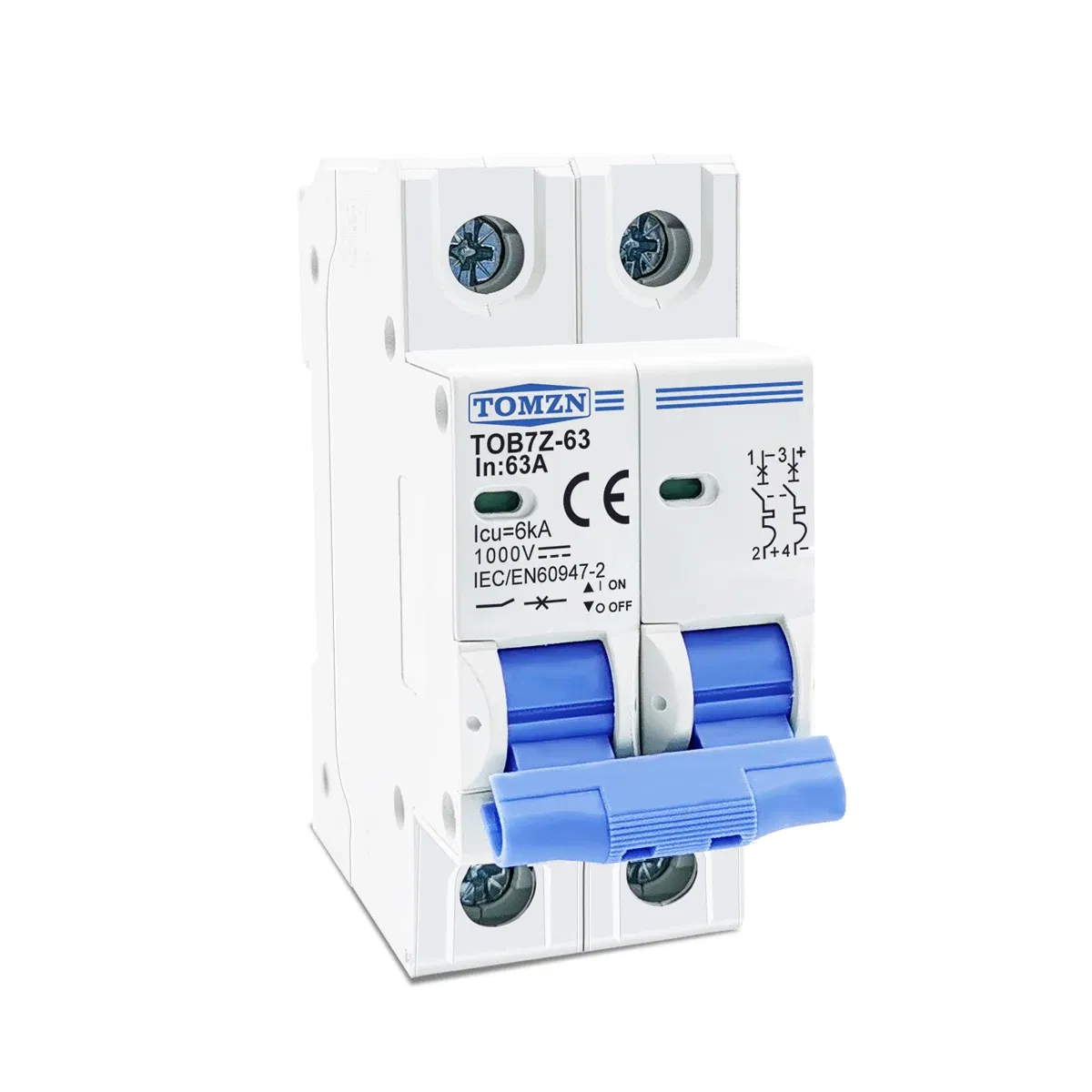 Rated Current: 10A - 2P DC 1000V Solar Mini Circuit Breaker 3A 6A 10A 16A 20A 25A 32A 40A 50A 63A DC MCB for PV System