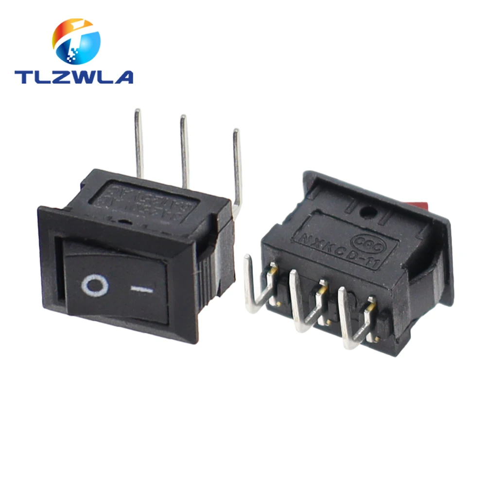 Color: Red, Size: 4XL - 5/10PCS KCD11 Rocker Switch 10*15mm Mini Push Button Switch ON-OFF / ON-OFF-ON 2 Pins / 3 Pins 3A 250VAC / 6A 125VAC 10x15mm