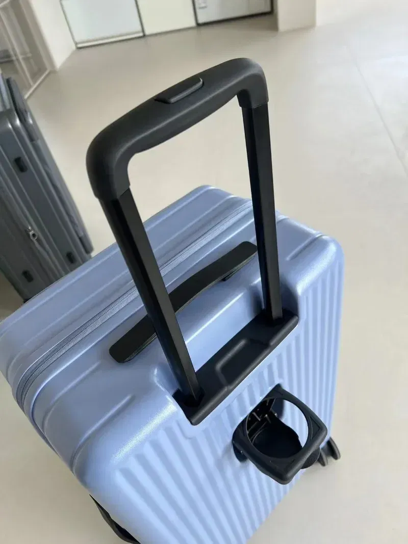 Color: Blue, Luggage Size: 16Inches 400mm, Ships From: CHINA - 2025 New 20-inch PC Hard Shell Lightweight Roller Travel Expandable Multifunctional Front Opening Suitcase Cabin Trolley Case