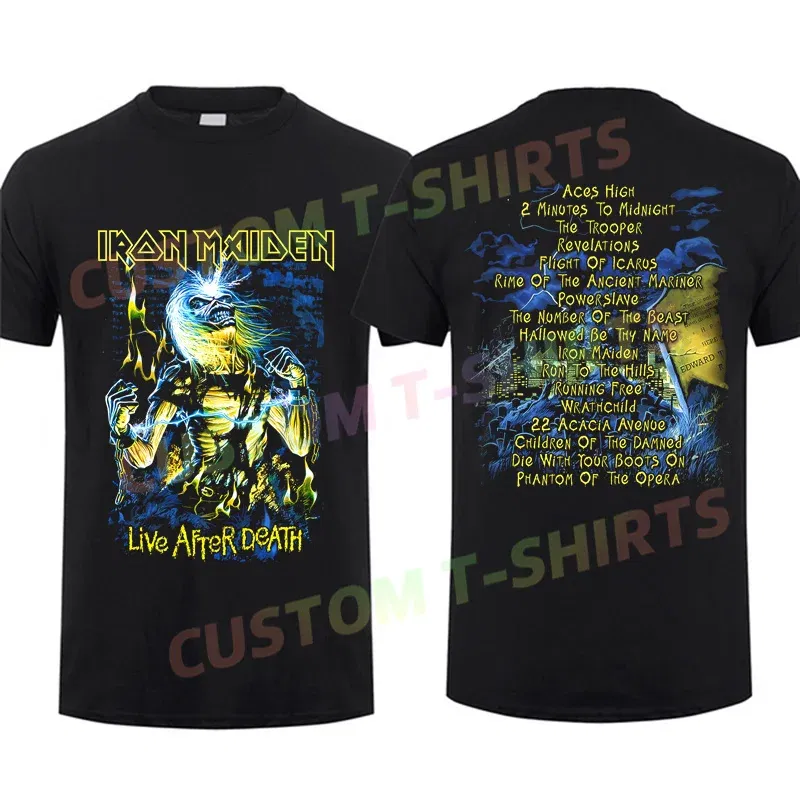 Color: Beige, Size: XXXL - 2024 Men T Shirt Casual Iron The Future Past 2024 Tour Maidens T-shirt Graphic Summer Short Sleeves 100% Cotton S-3XL Cool Tee