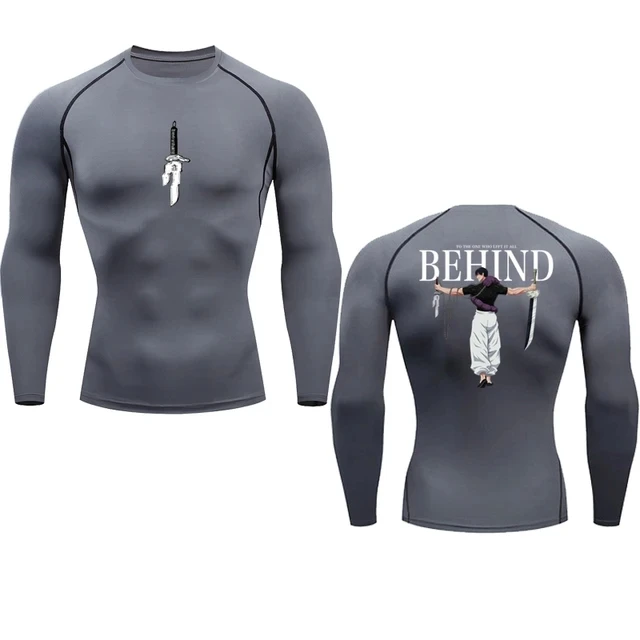 Color: green, Size: M - Anime Compression Shirt Men Print Breathable Football Fitness Tight Sportswear Althletic Quick Dry Rash Guard Gym Riding Tops