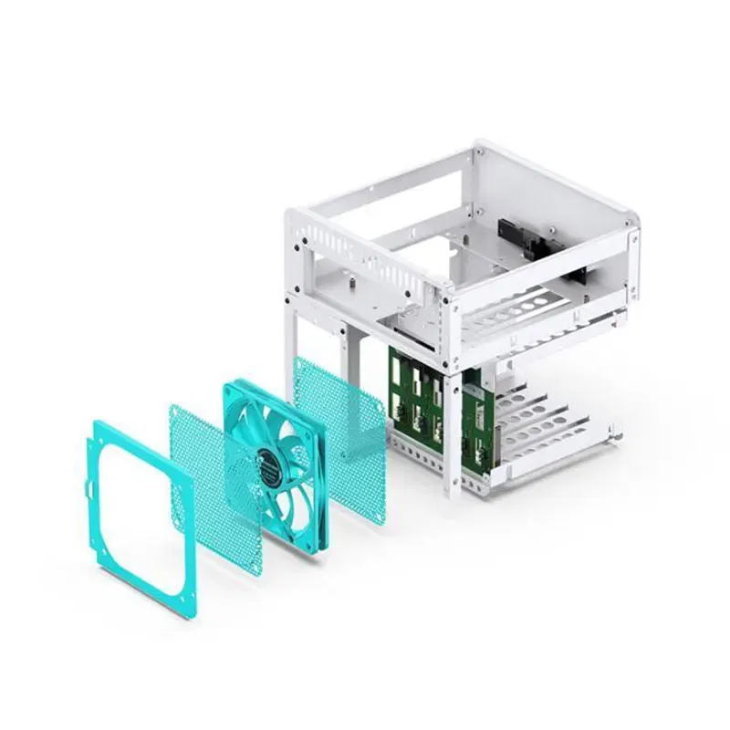Color: Silver - JONSBO N2 ITX Mini NAS Server Small Case All-In-One Aluminum Suitcase Portable Case 5 Hard Disk Location Hot-Swappable Chassis
